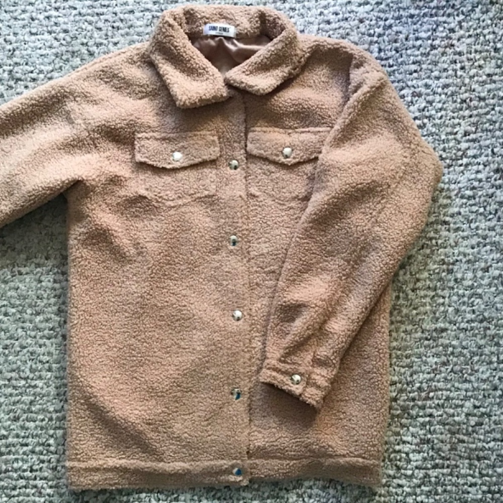Beige Teddy Shacket - Picture 3 of 4
